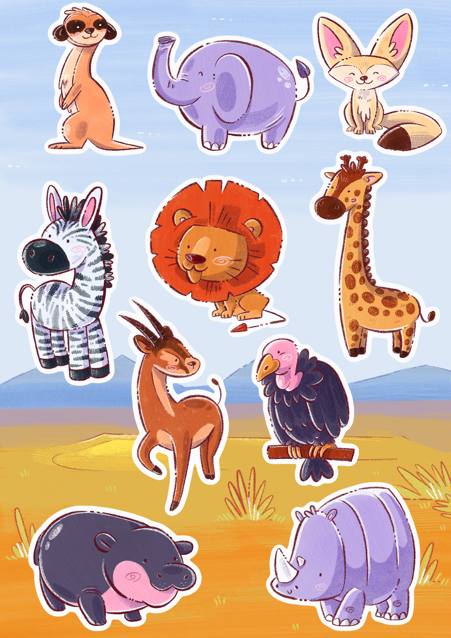 Planche de Stickers Savane