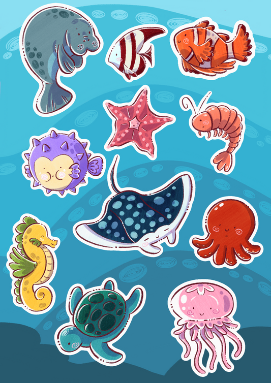 Planche de Stickers Sous l'océan